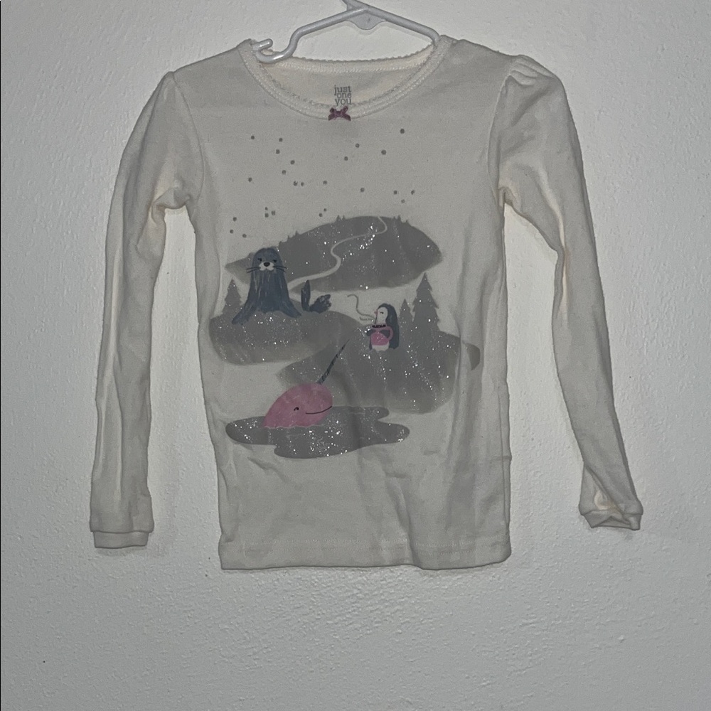 Carter's Cream Long Sleeve Tee with Glitter Graphic